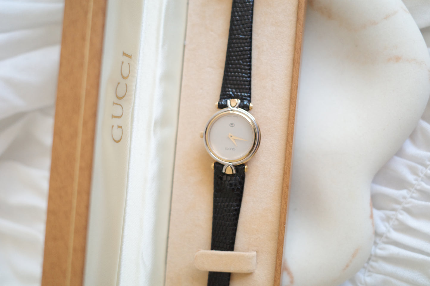 Vintage Gucci 4500L Watch | Black Leather Strap | Swiss Made