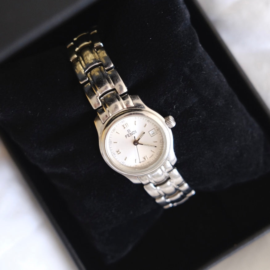 Vintage Fendi Silver Bracelet Watch | Swiss Made | Original Box