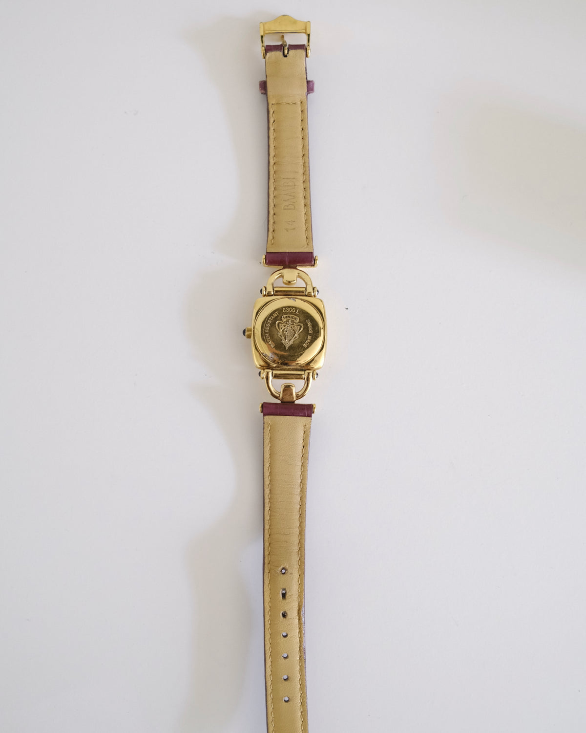 Vintage Gucci 6300L Gold Watch – Burgundy Leather Strap