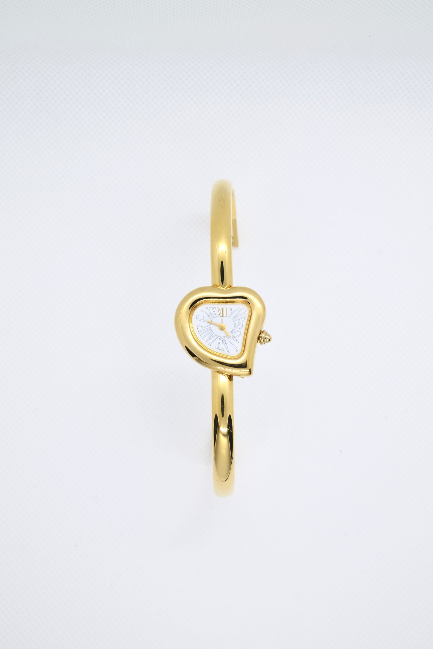 Rare Vintage Yves Saint Laurent YSL Heart Bangle Watch – Gold