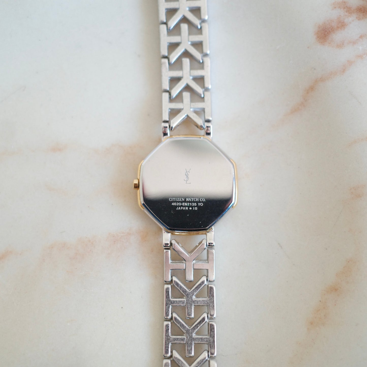 Vintage Yves Saint Laurent Two-Tone Octagon Bracelet Watch