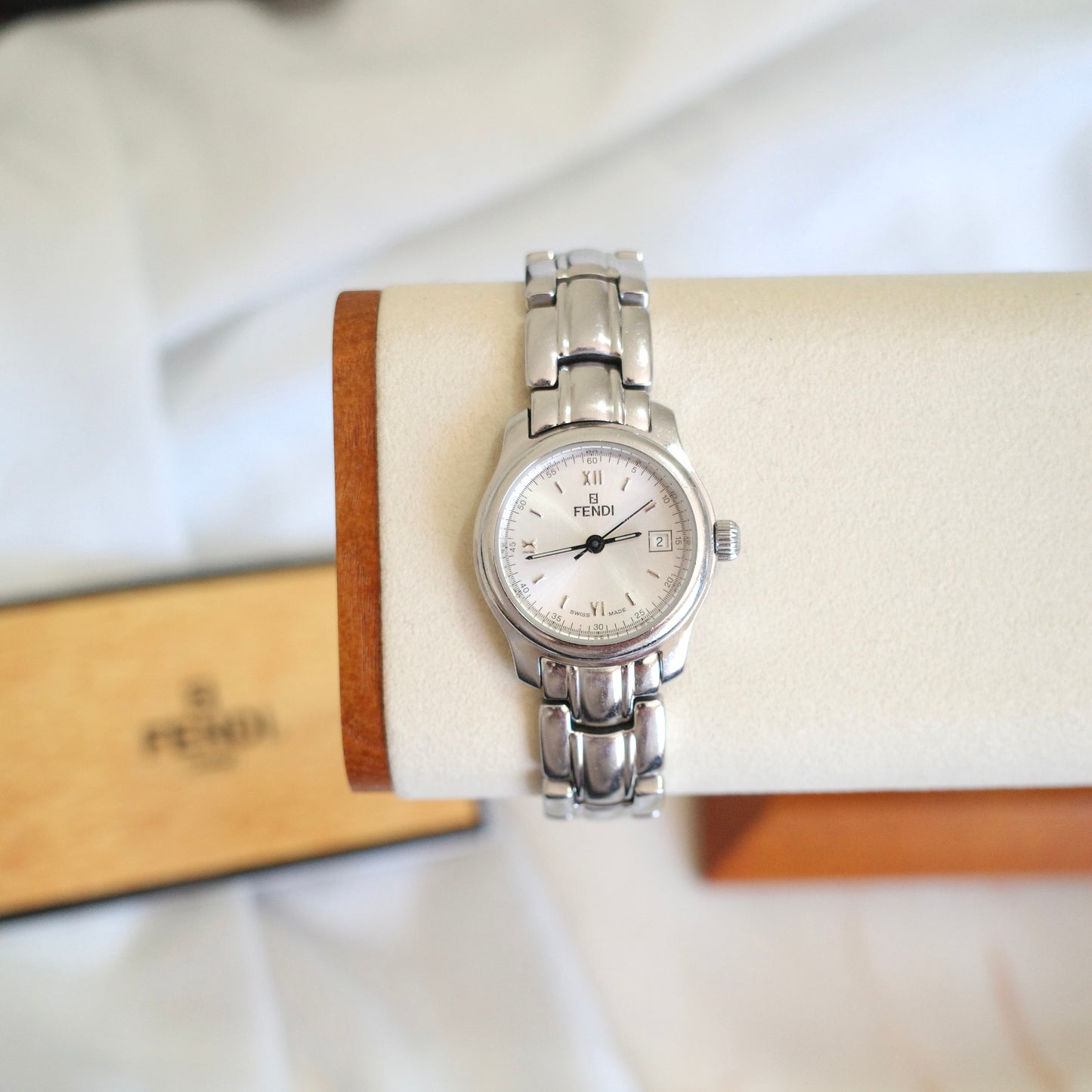 Vintage Fendi Silver Bracelet Watch | Swiss Made | Original Box