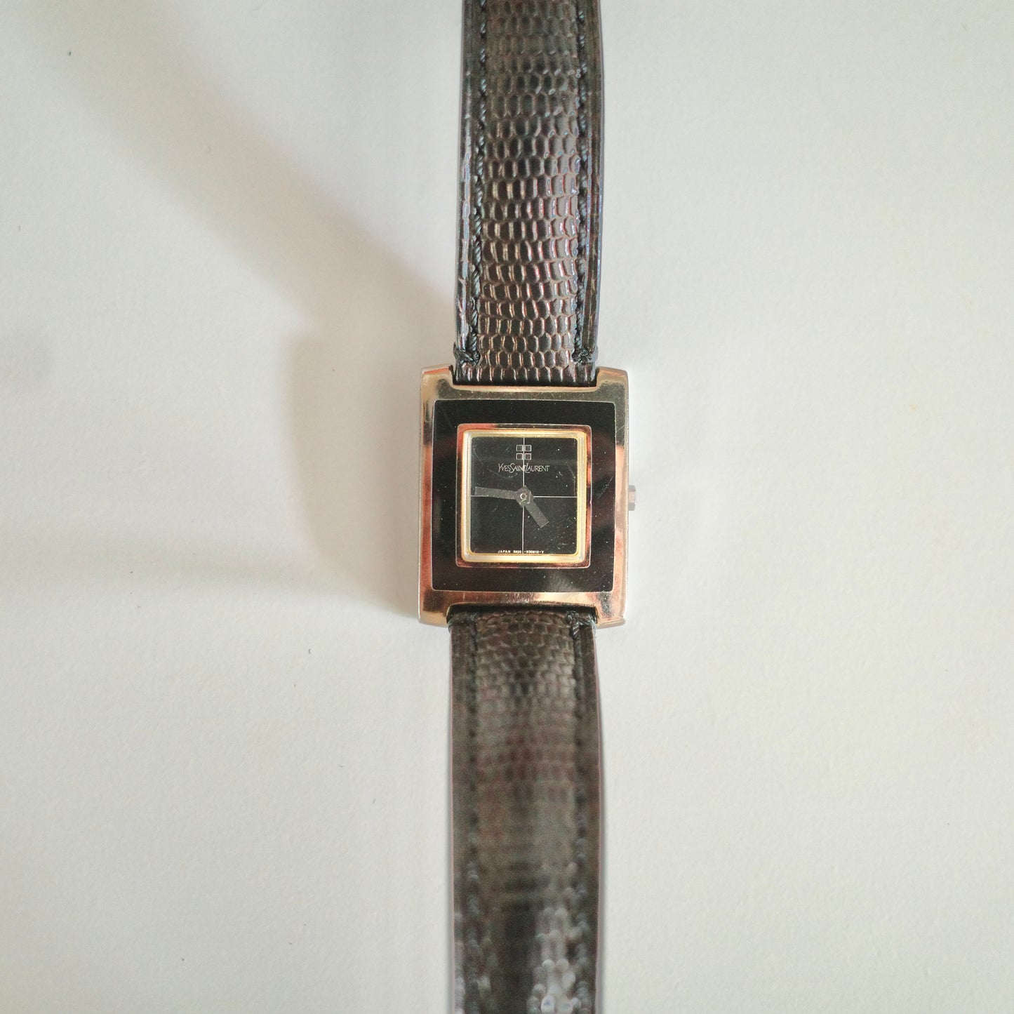 Vintage Yves Saint Laurent YSL Tank Watch – Black Dial & Leather Strap