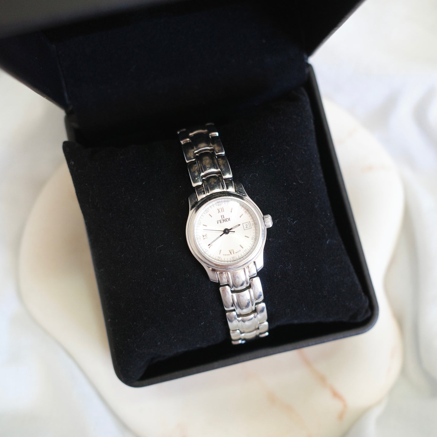 Vintage Fendi Silver Bracelet Watch | Swiss Made | Original Box