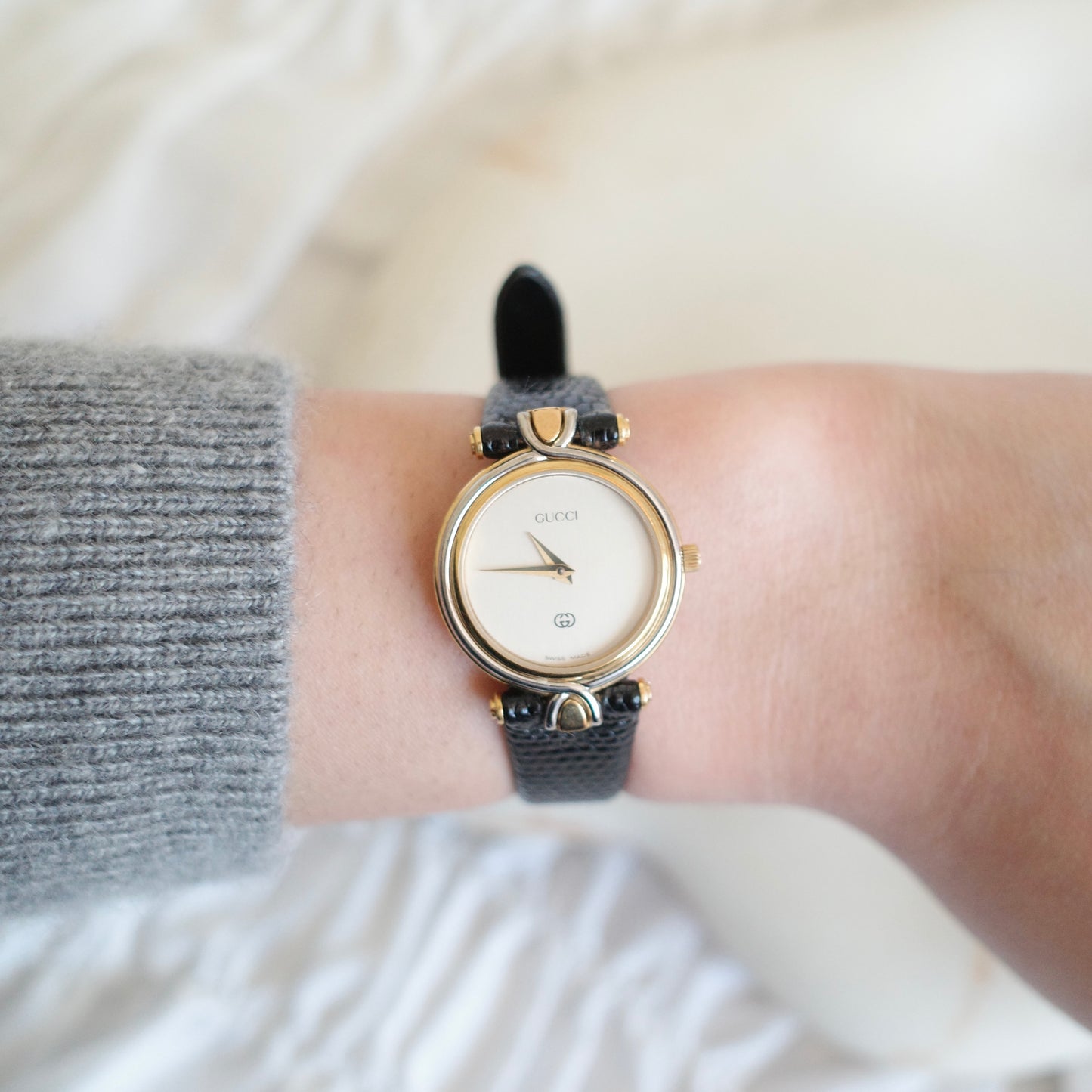 Vintage Gucci 4500L Watch | Black Leather Strap | Swiss Made