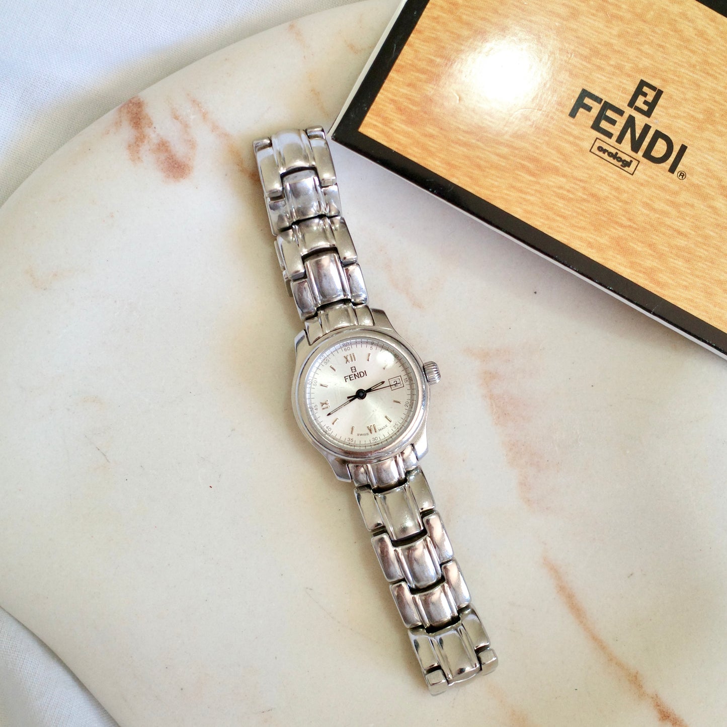 Vintage Fendi Silver Bracelet Watch | Swiss Made | Original Box