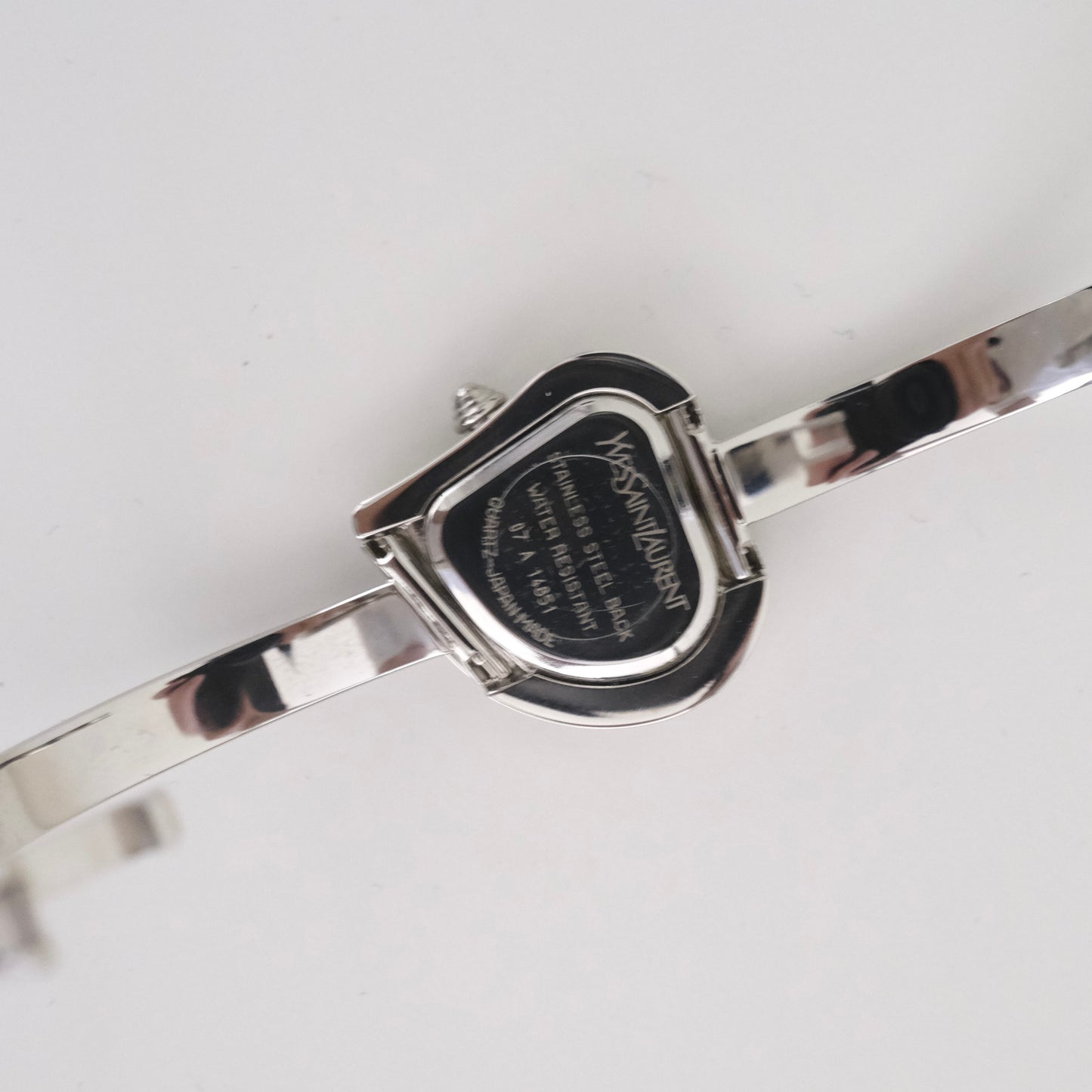 Vintage Yves Saint Laurent Silver Heart Bangle Watch
