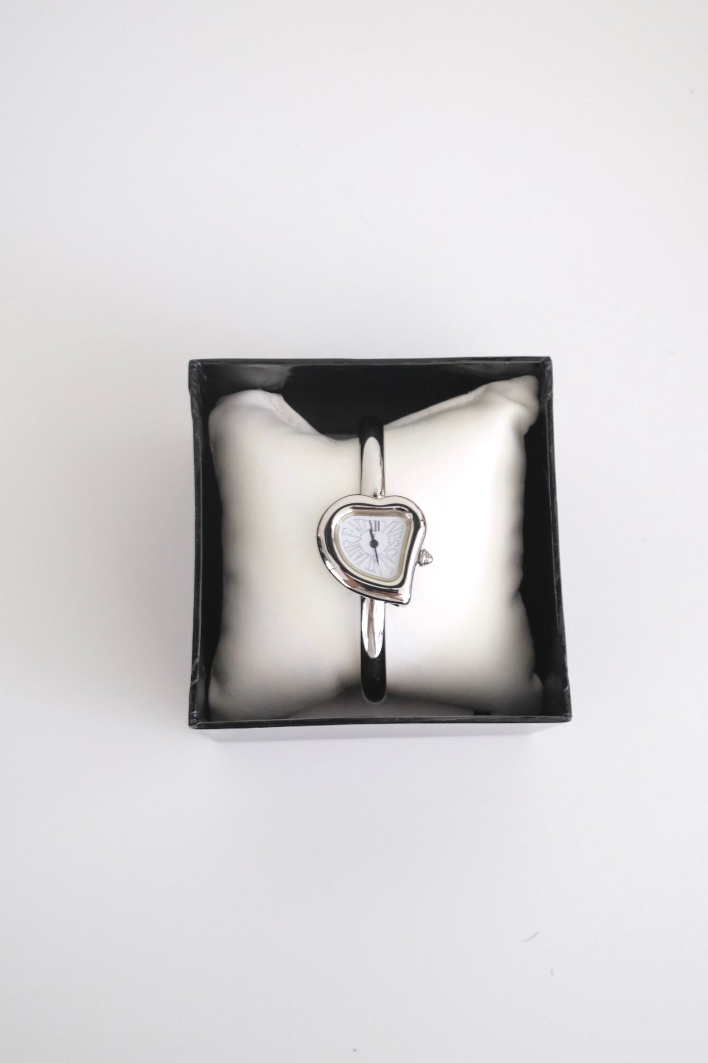 Vintage Yves Saint Laurent Silver Heart Bangle Watch
