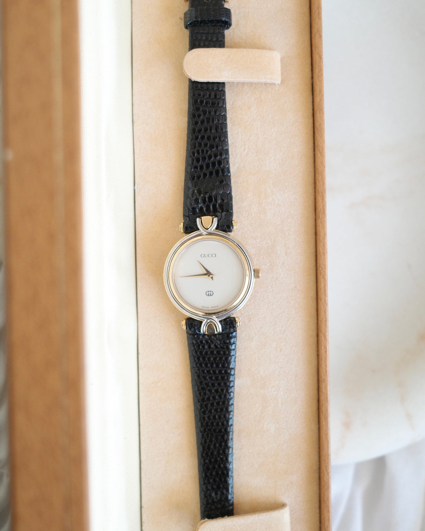 Vintage Gucci 4500L Watch | Black Leather Strap | Swiss Made