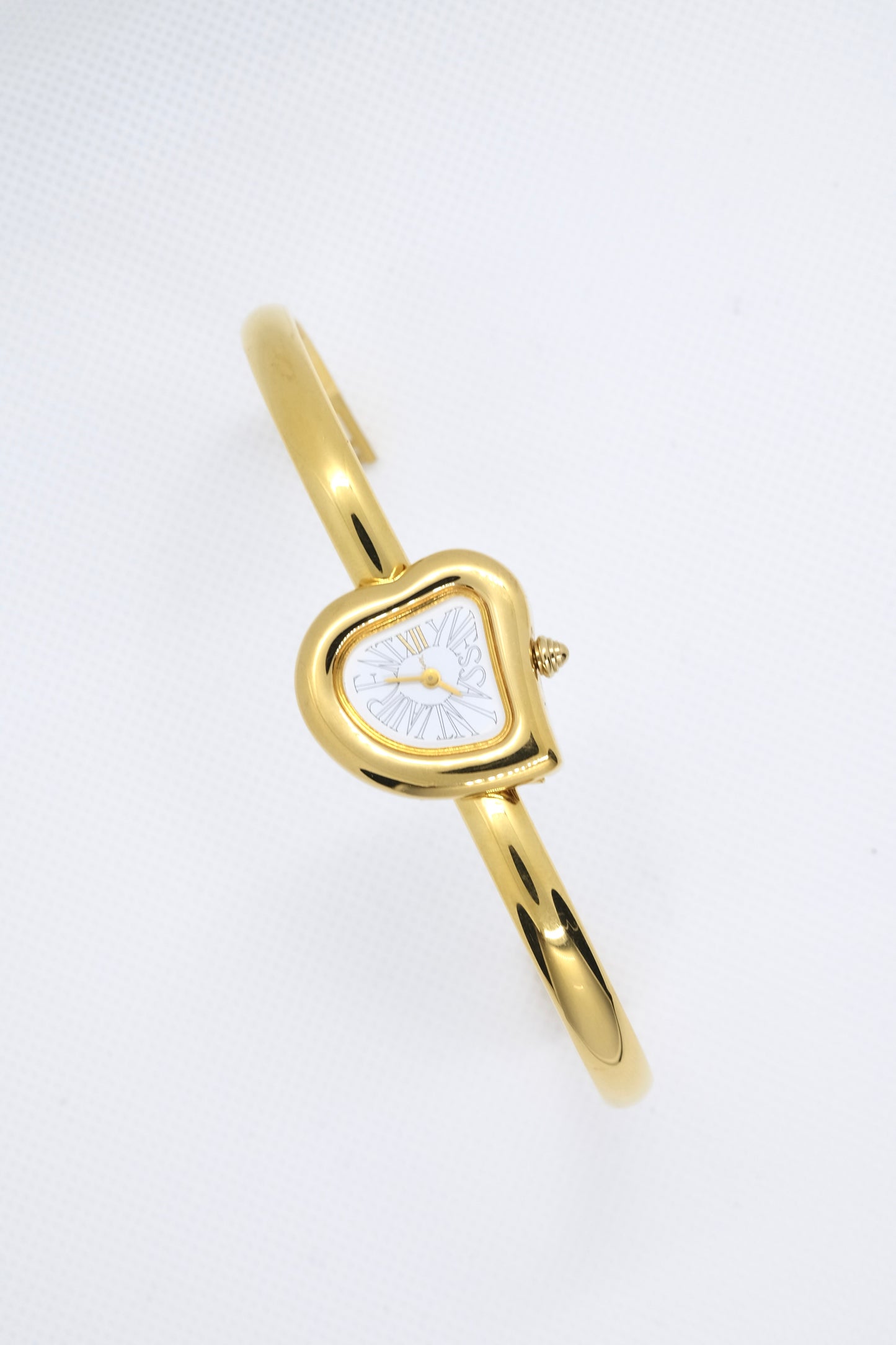 Rare Vintage Yves Saint Laurent YSL Heart Bangle Watch – Gold