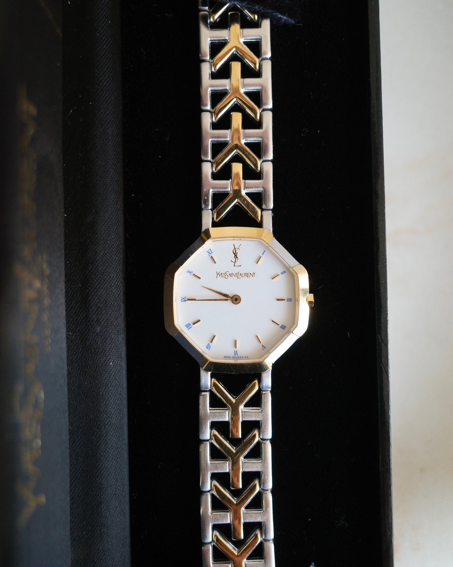 Vintage Yves Saint Laurent Two-Tone Octagon Bracelet Watch