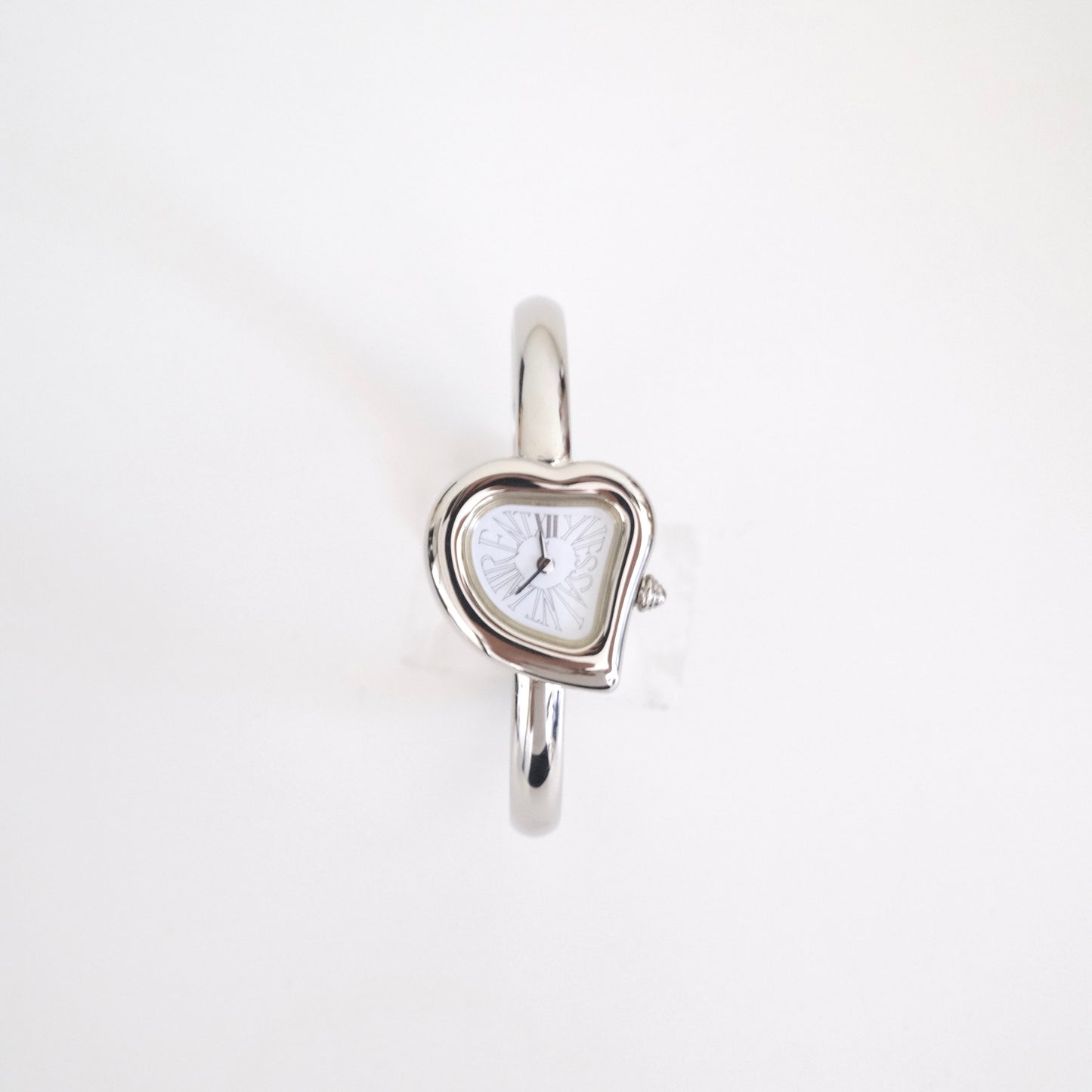 Vintage Yves Saint Laurent Silver Heart Bangle Watch
