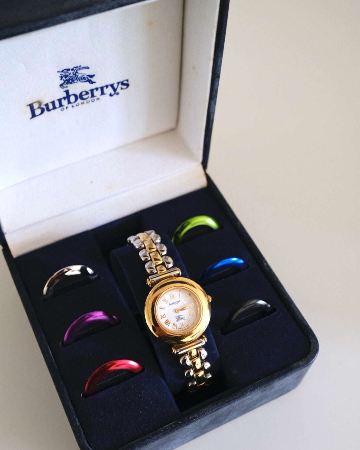 Rare Vintage Burberry 9100L Interchangeable Bezel Watch – 7 Bezels