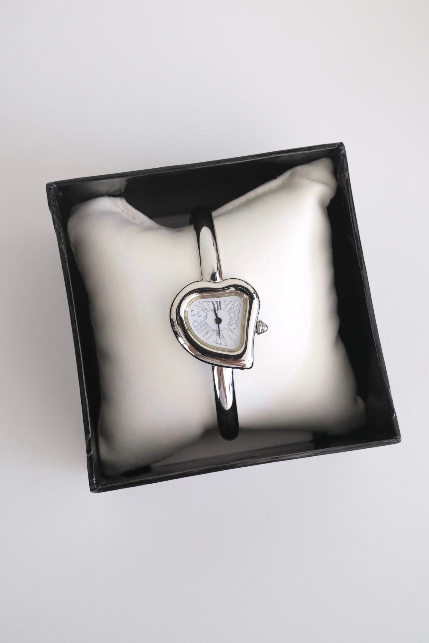 Vintage Yves Saint Laurent Silver Heart Bangle Watch