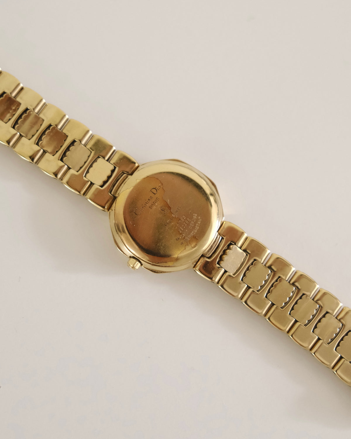 Vintage Christian Dior Gold Octagon Watch | White Dial | Elegant Gold Bracelet | Classic Designer Timepiece