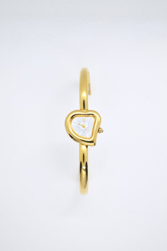 Rare Vintage Yves Saint Laurent YSL Heart Bangle Watch – Gold