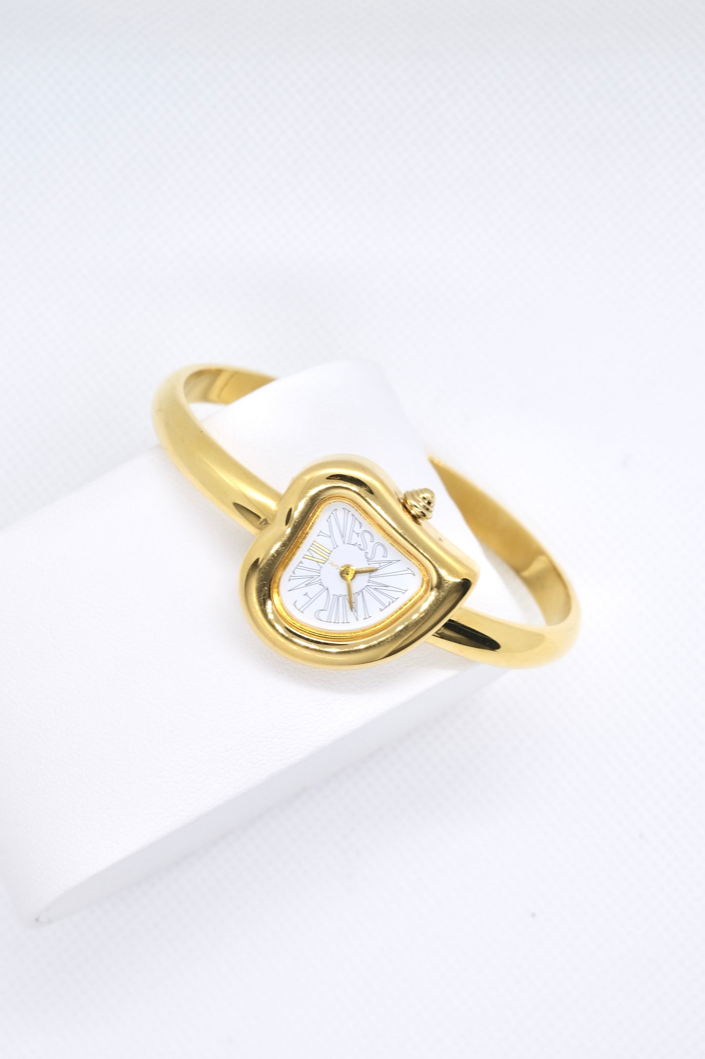 Rare Vintage Yves Saint Laurent YSL Heart Bangle Watch – Gold