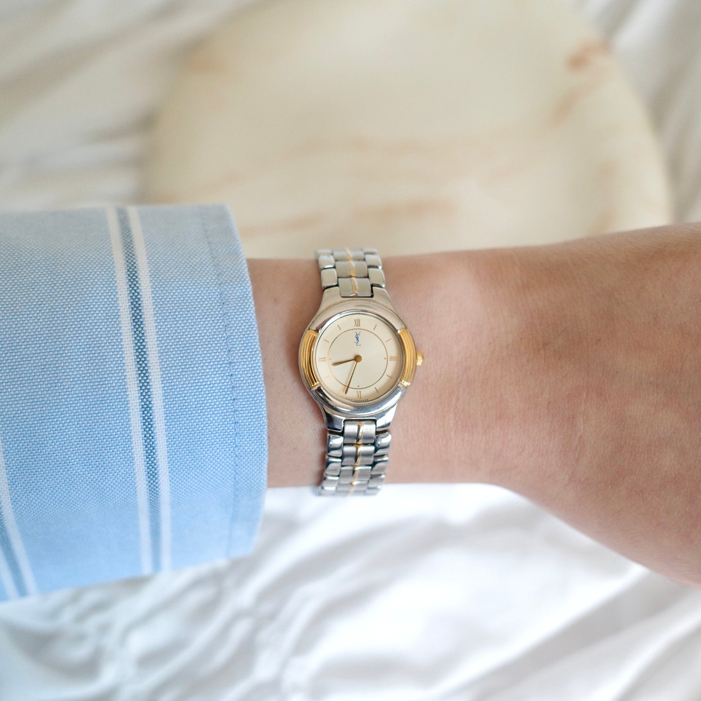 Vintage Yves Saint Laurent Two-Tone Bracelet Watch