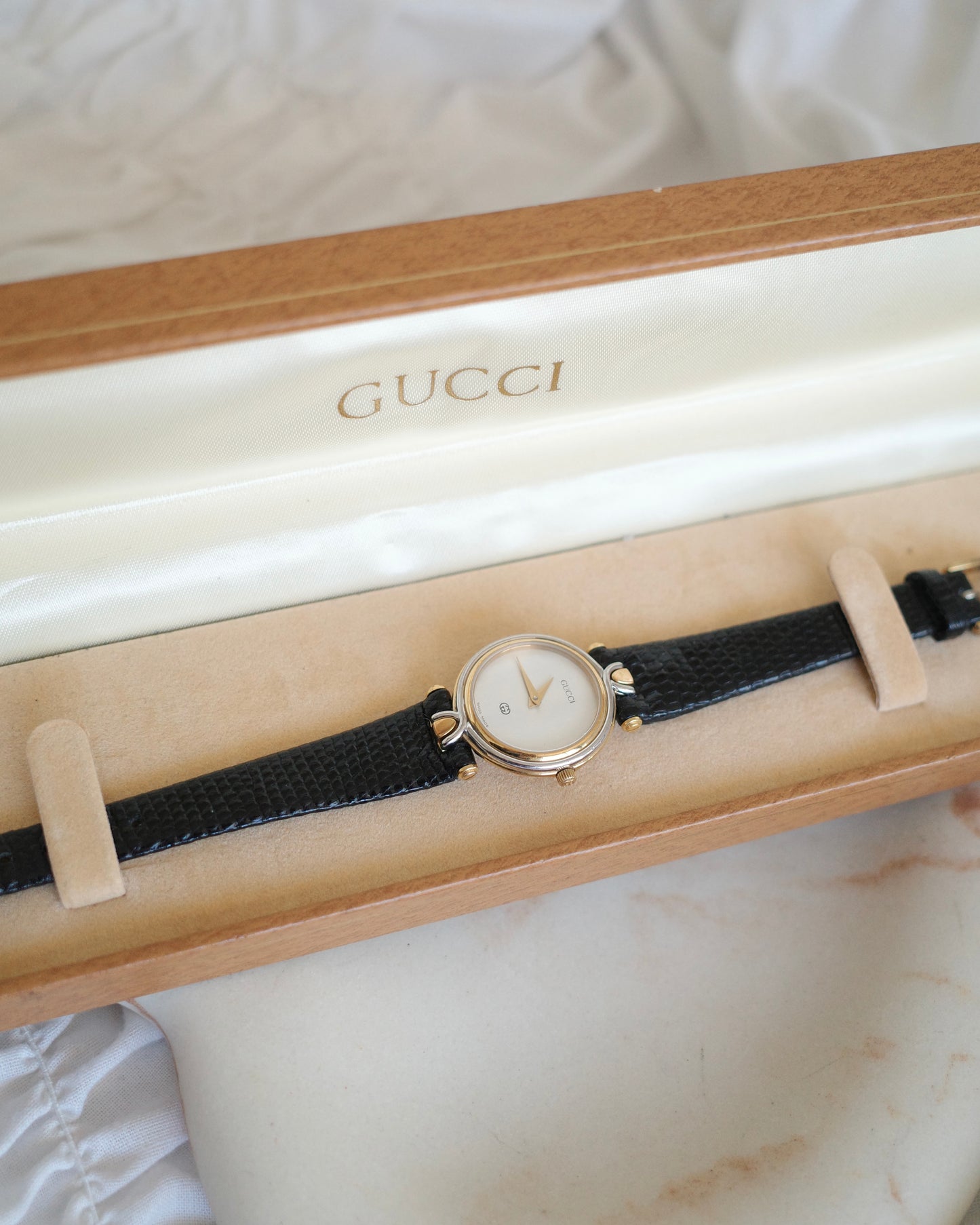 Vintage Gucci 4500L Watch | Black Leather Strap | Swiss Made