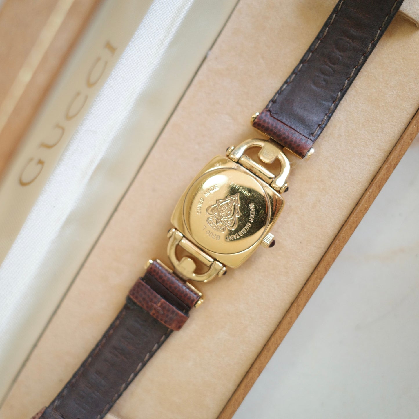 Vintage Gucci 6300L Horsebit Watch – Gold Tone & Brown Leather Swiss Made Timepiece