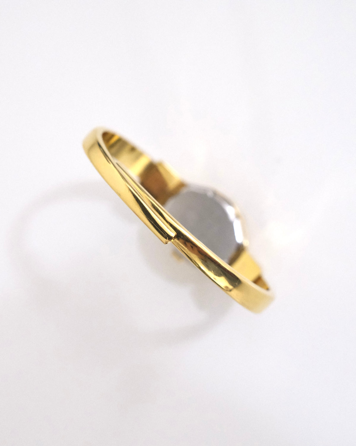 Rare Vintage André Mouche Swiss Gold-Tone Crystal Peekaboo Bangle Watch