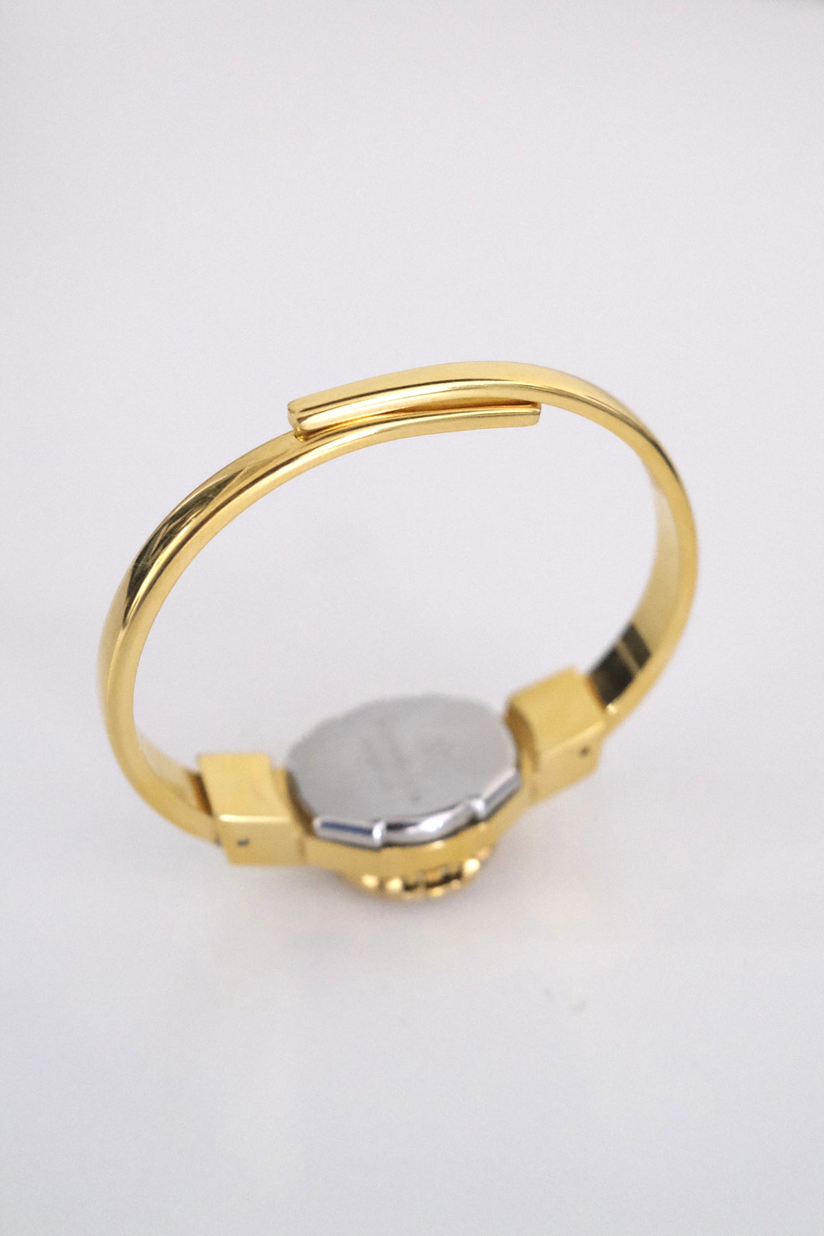Rare Vintage André Mouche Swiss Gold-Tone Crystal Peekaboo Bangle Watch