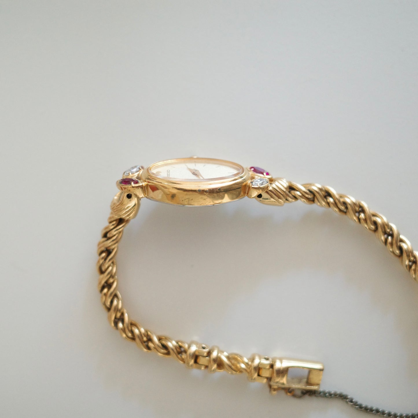 Rare Vintage Seiko Gold-Tone Jewellery Watch with Ruby & Gemstone Accents