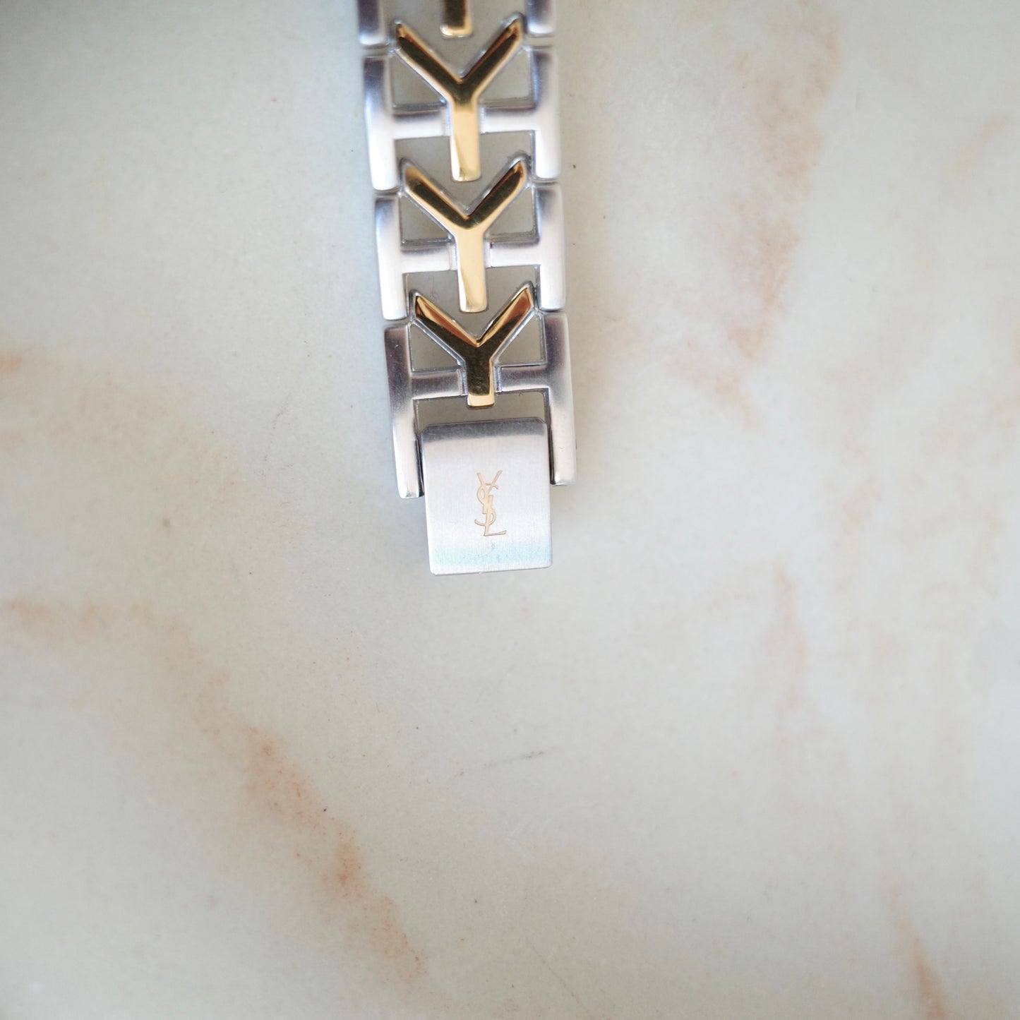 Vintage Yves Saint Laurent Two-Tone Octagon Bracelet Watch