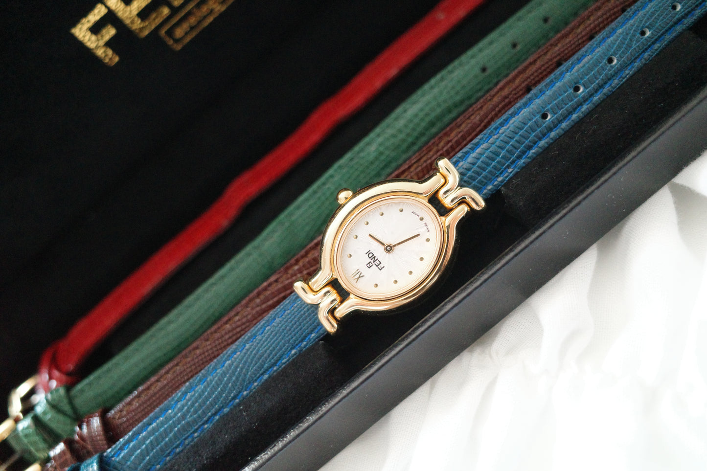 Vintage Fendi 640L Watch with 4 Interchangeable Leather Straps
