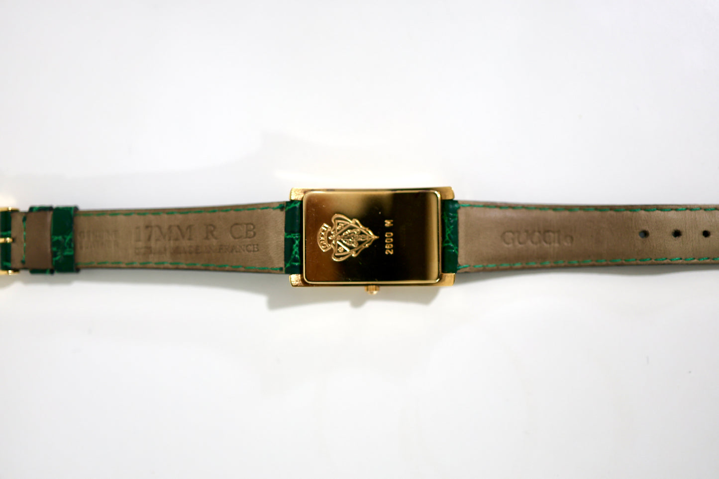 Vintage Gucci Tank Watch with Green Leather Strap