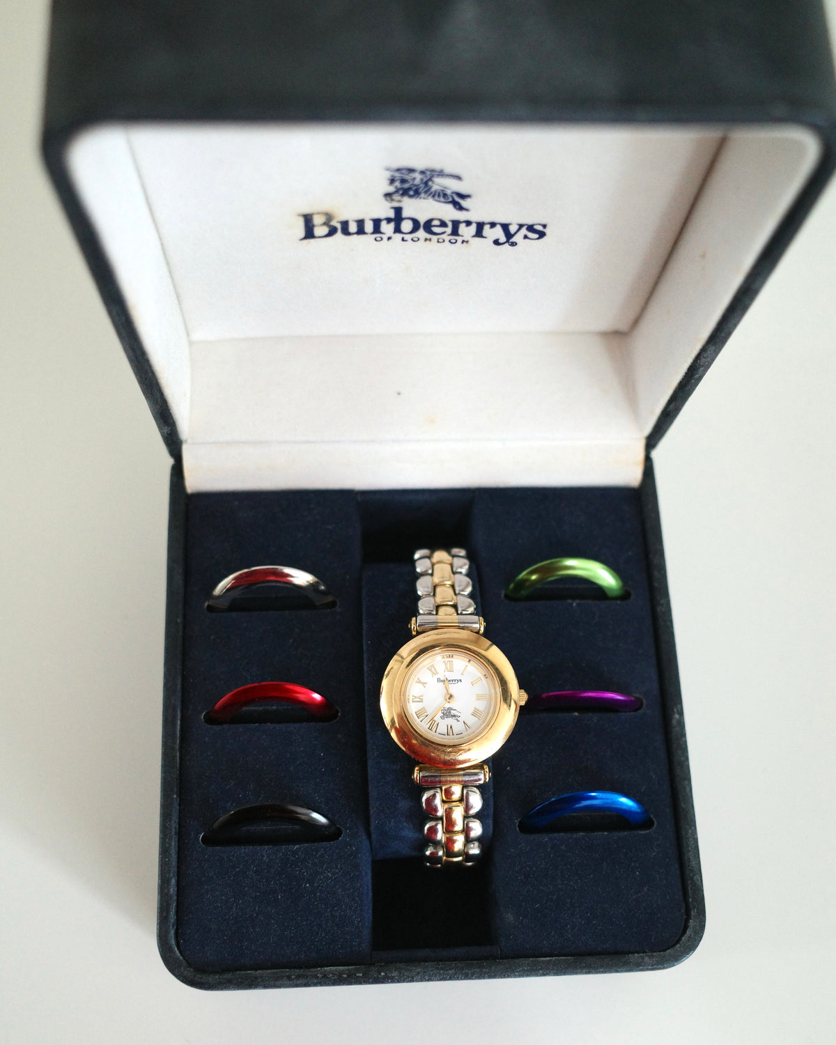 Rare Vintage Burberry 9100L Interchangeable Bezel Watch – 7 Bezels