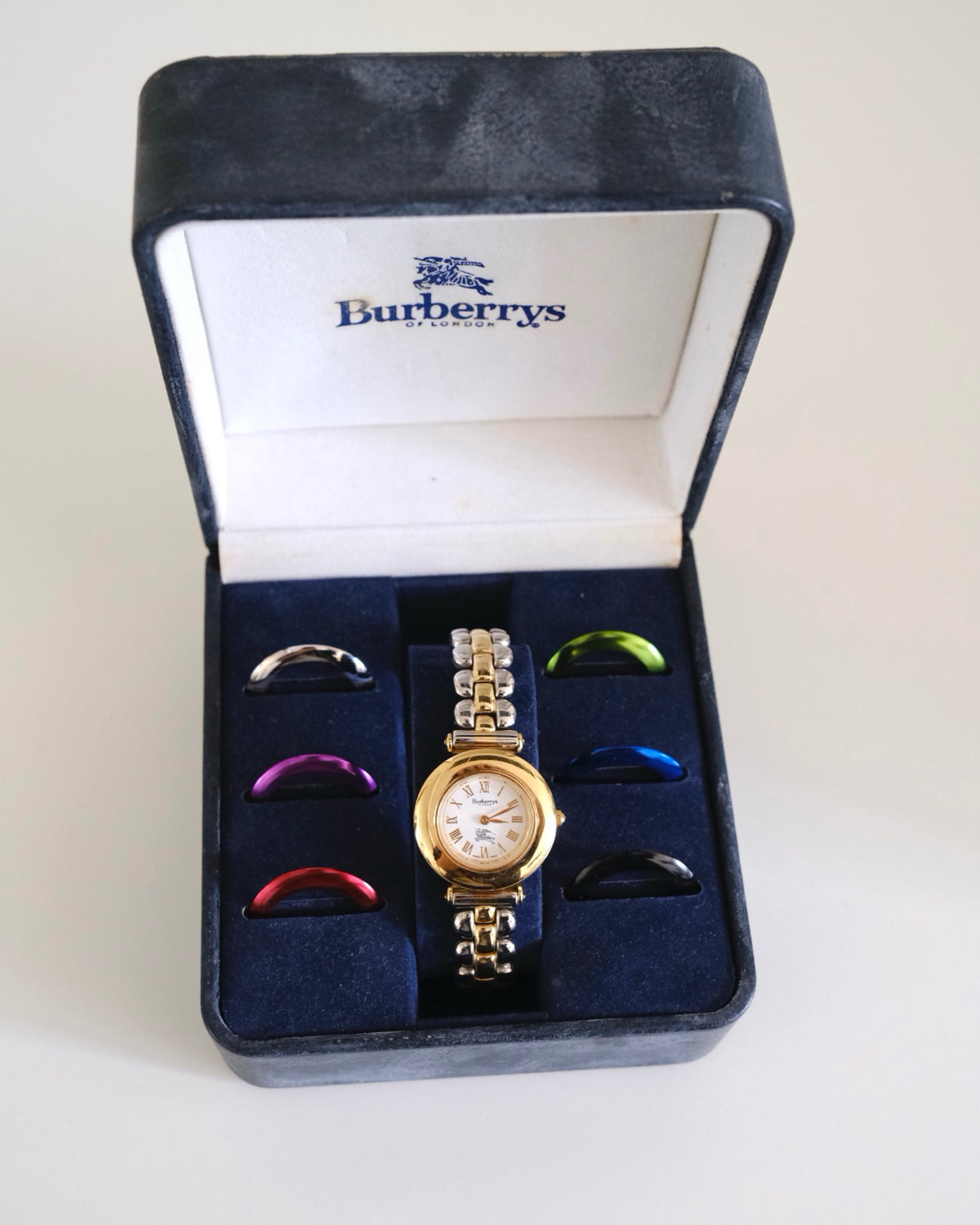 Rare Vintage Burberry 9100L Interchangeable Bezel Watch – 7 Bezels