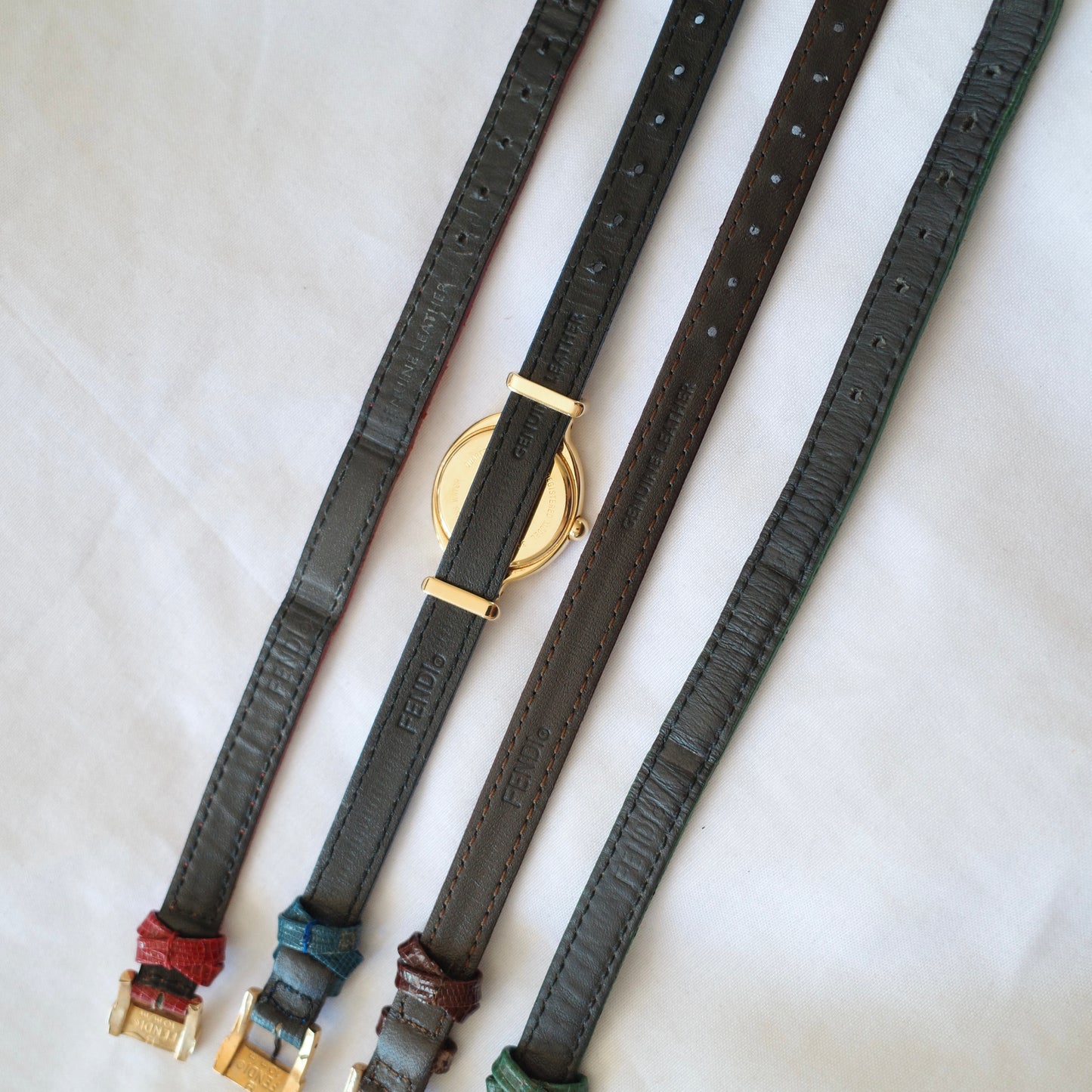 Vintage Fendi 640L Watch with 4 Interchangeable Leather Straps