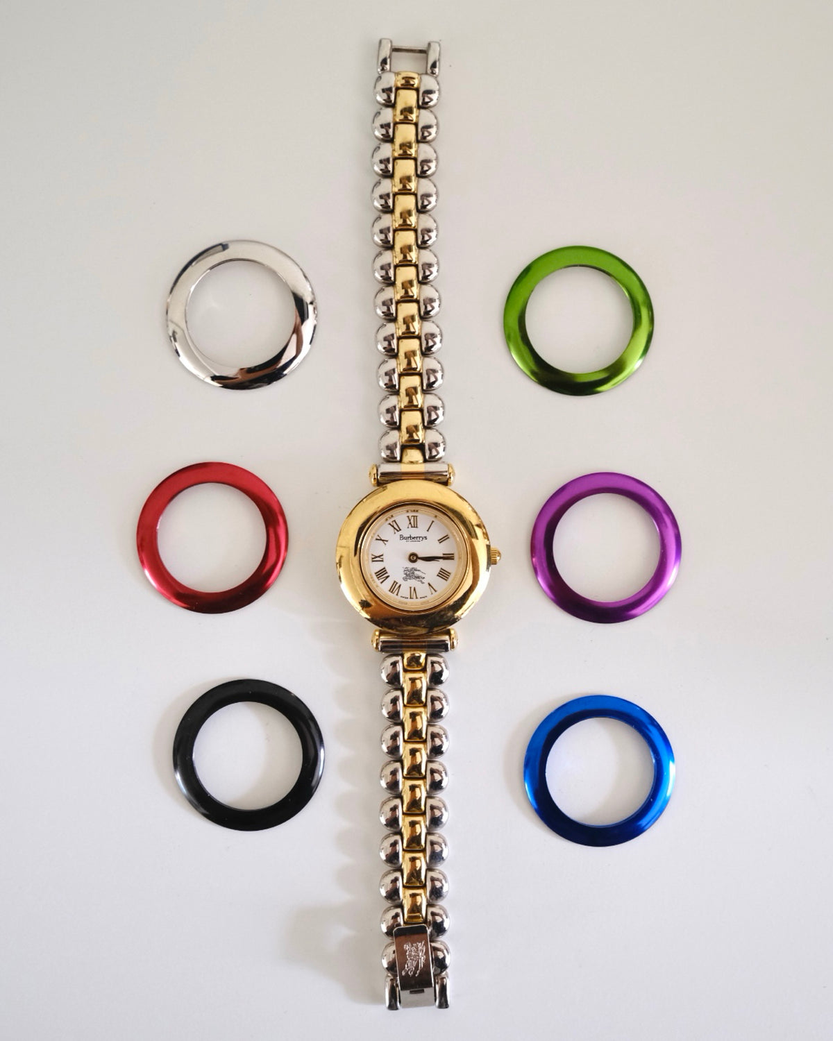 Rare Vintage Burberry 9100L Interchangeable Bezel Watch – 7 Bezels