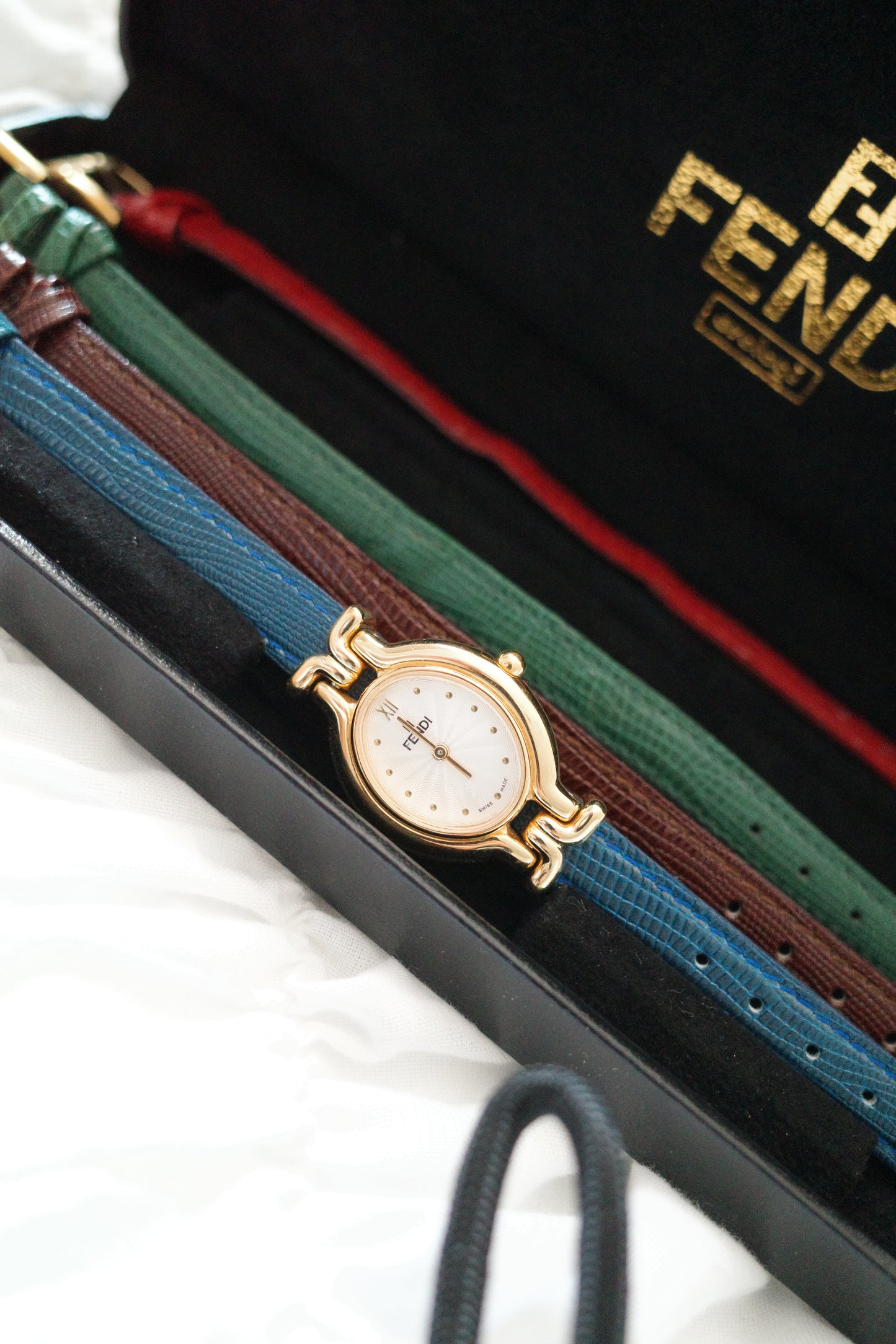 Vintage Fendi 640L Watch with 4 Interchangeable Leather Straps
