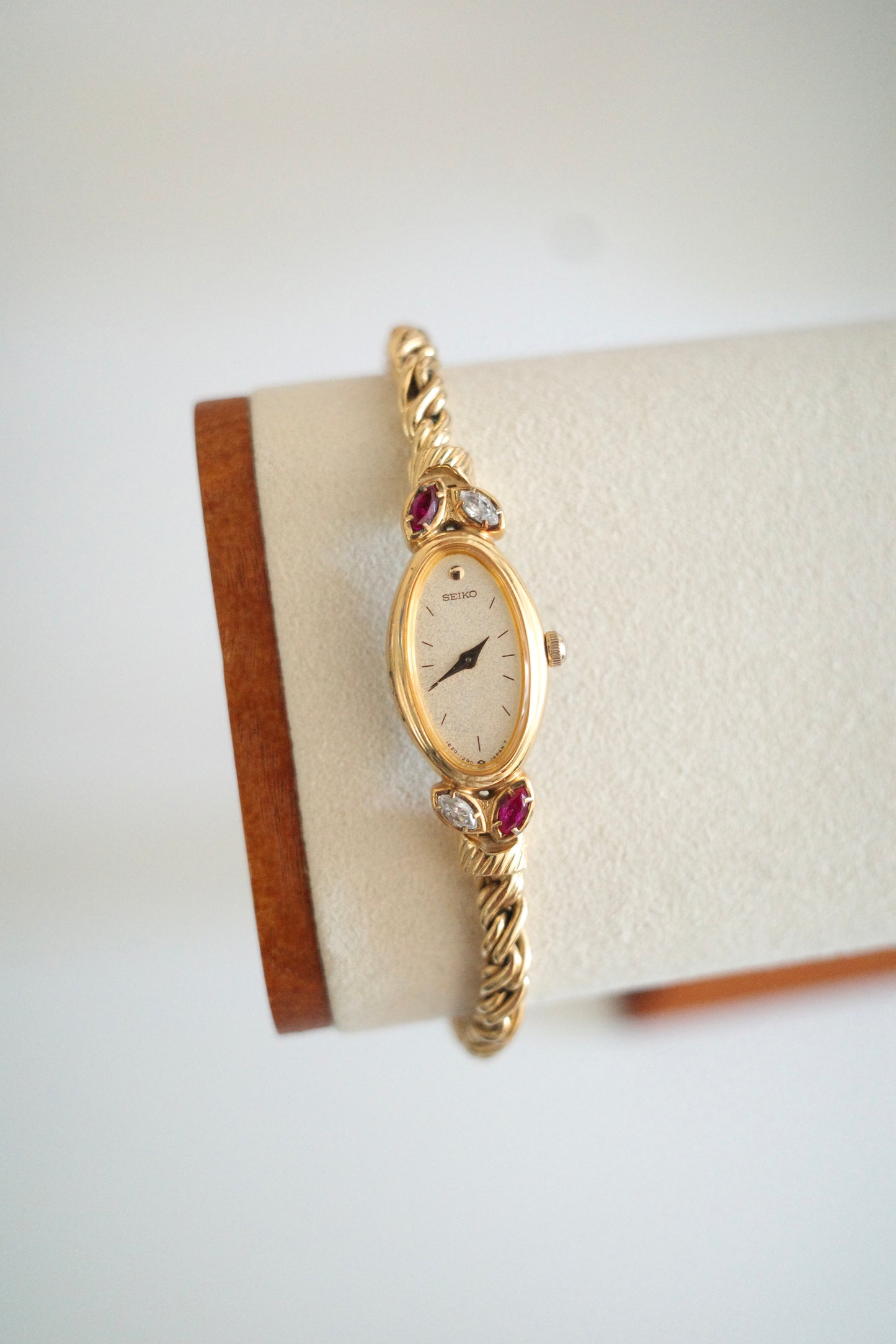 Rare Vintage Seiko Gold-Tone Jewellery Watch with Ruby & Gemstone Accents