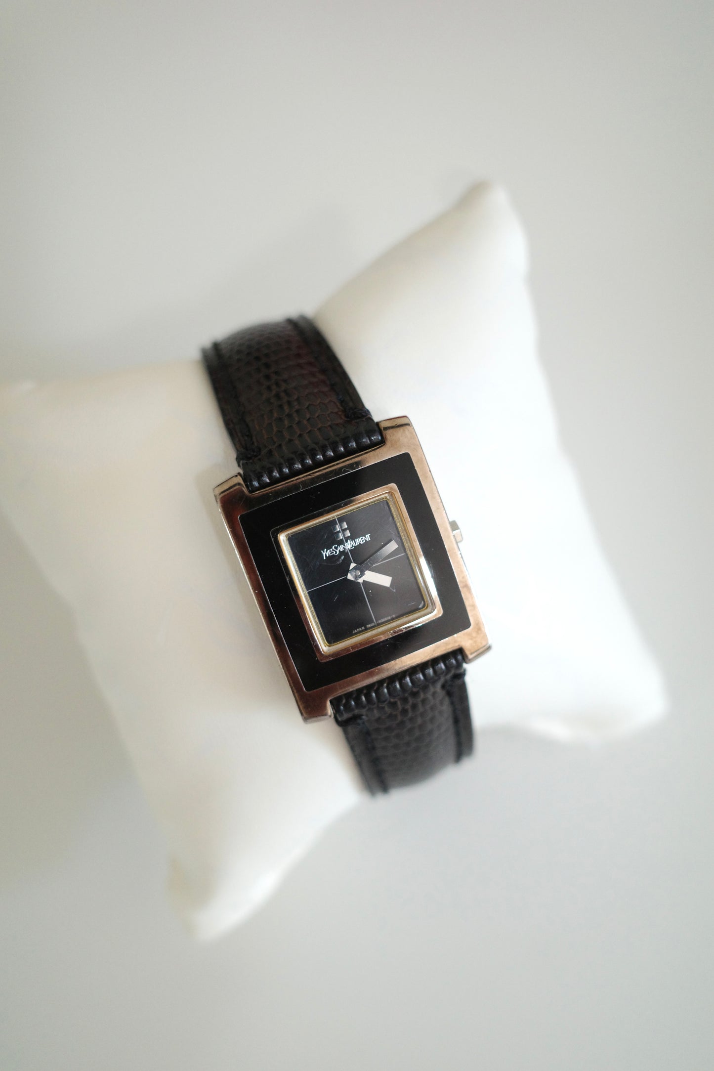 Vintage Yves Saint Laurent YSL Tank Watch – Black Dial & Leather Strap