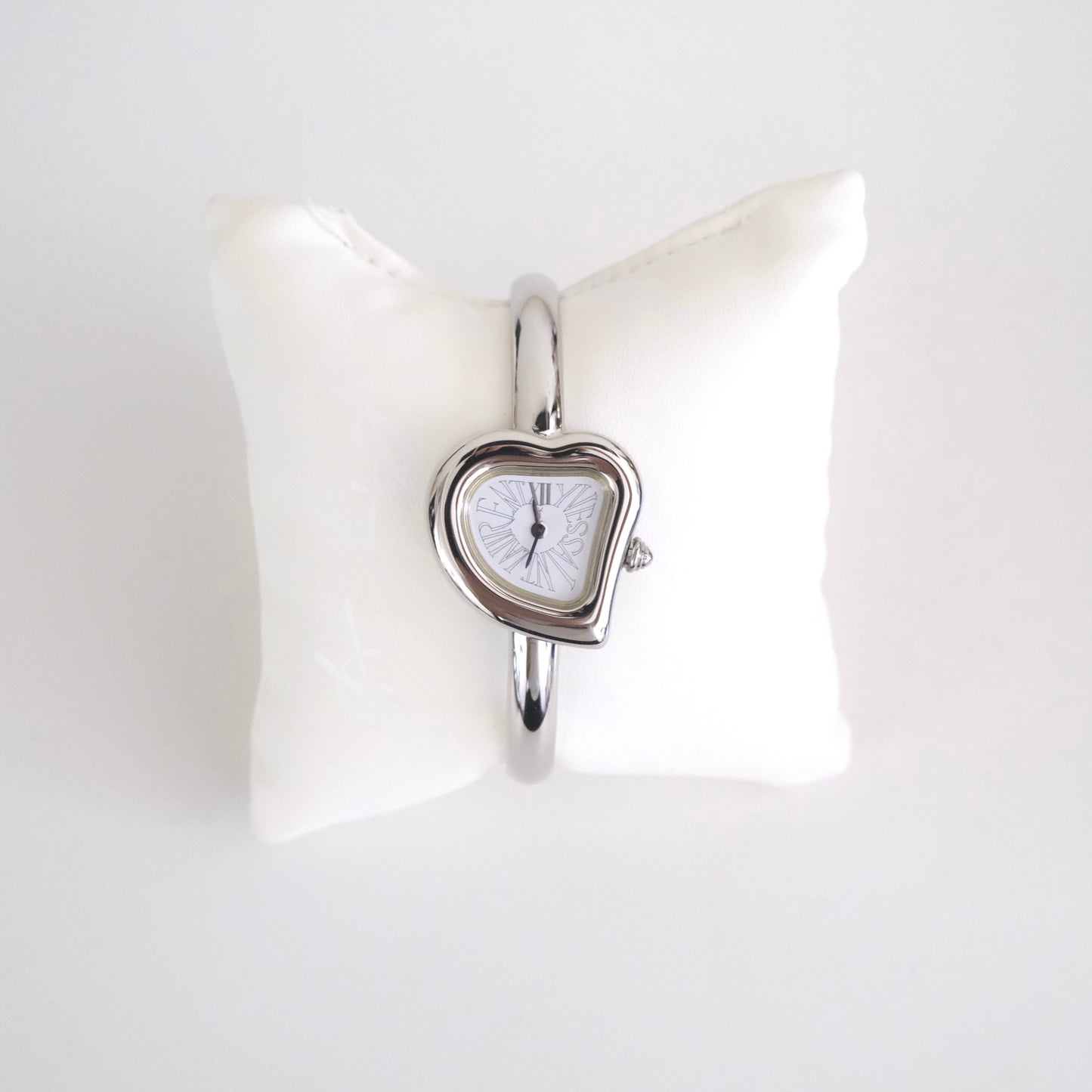 Vintage Yves Saint Laurent Silver Heart Bangle Watch