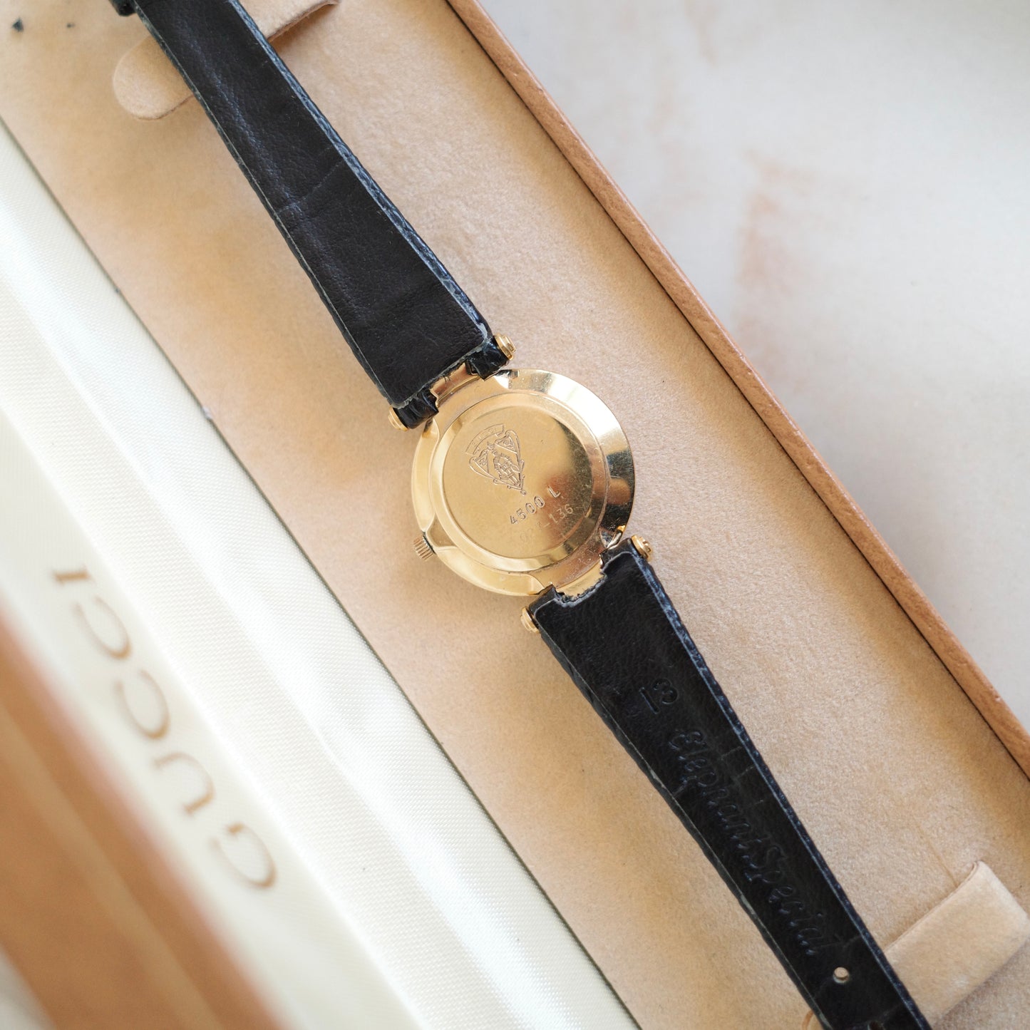 Vintage Gucci 4500L Watch | Black Leather Strap | Swiss Made