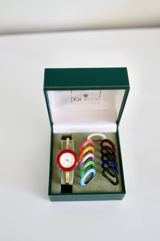 Vintage Gucci Bezel Watch with 12 Interchangeable Bezels