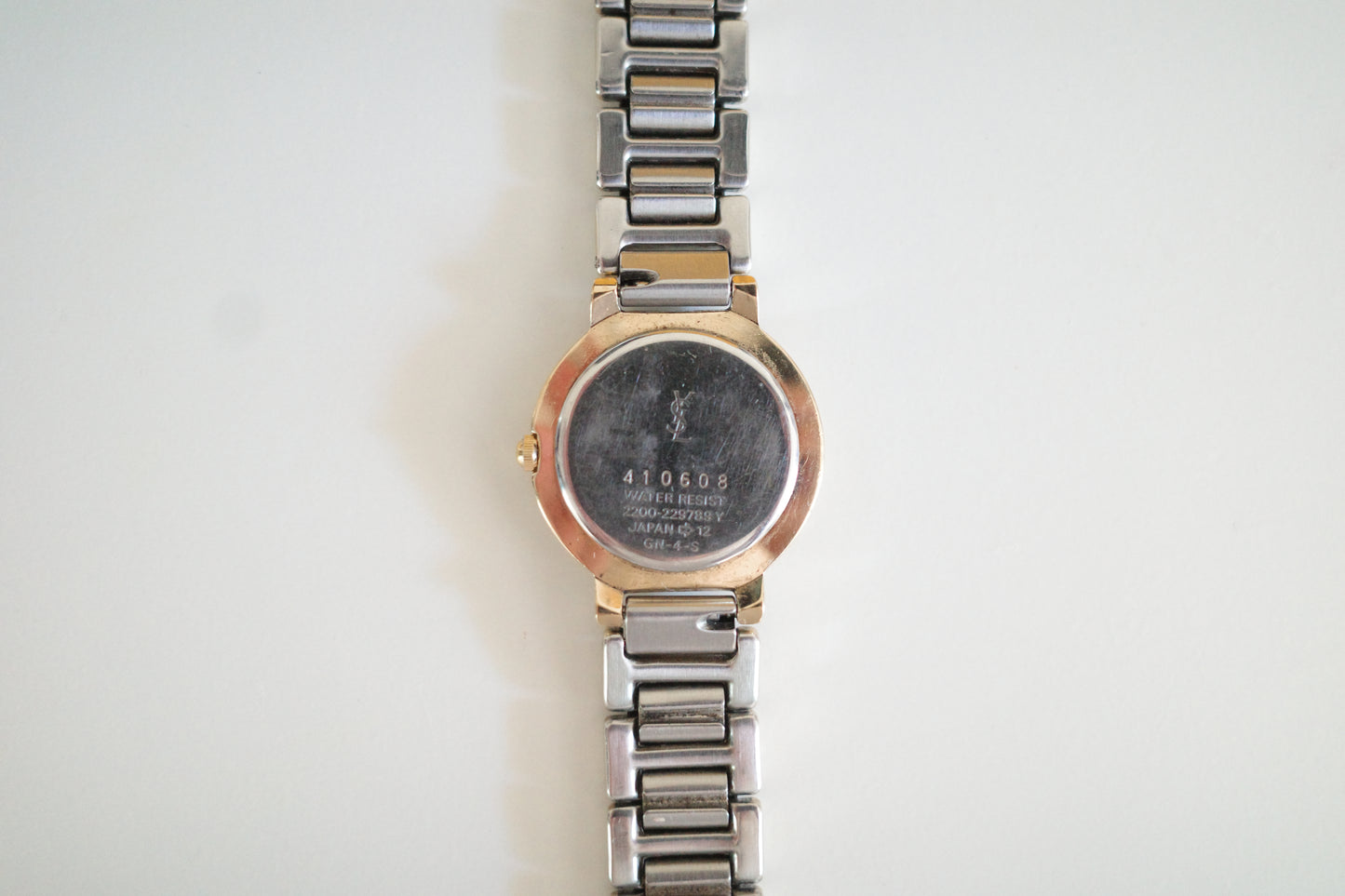 Vintage Yves Saint Laurent YSL Two-Tone Black Dial Bracelet Watch