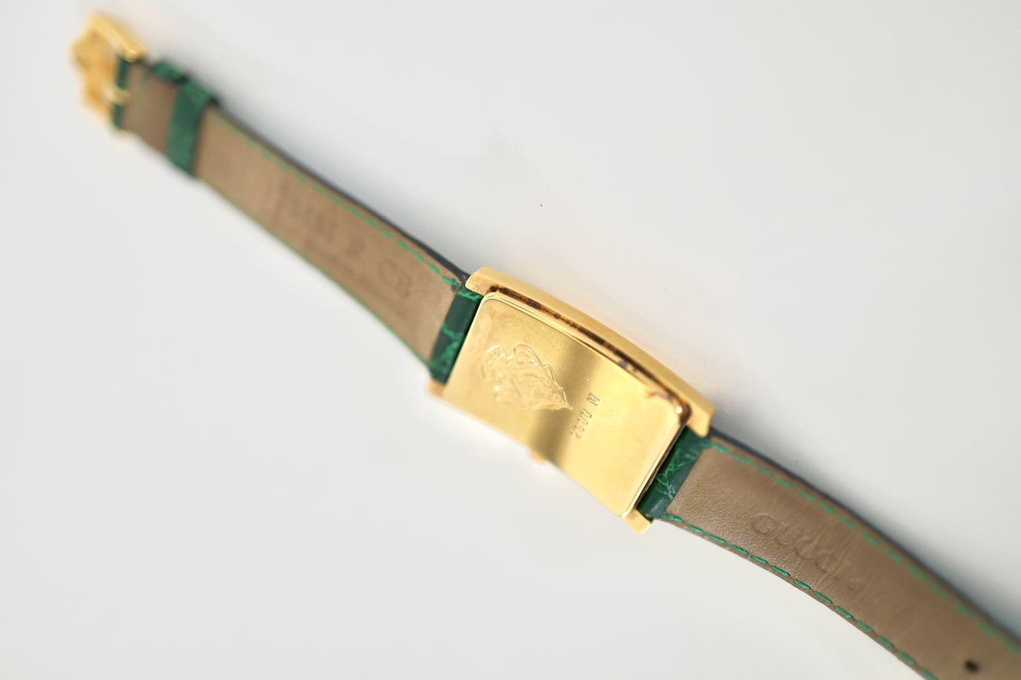 Vintage Gucci Tank Watch with Green Leather Strap