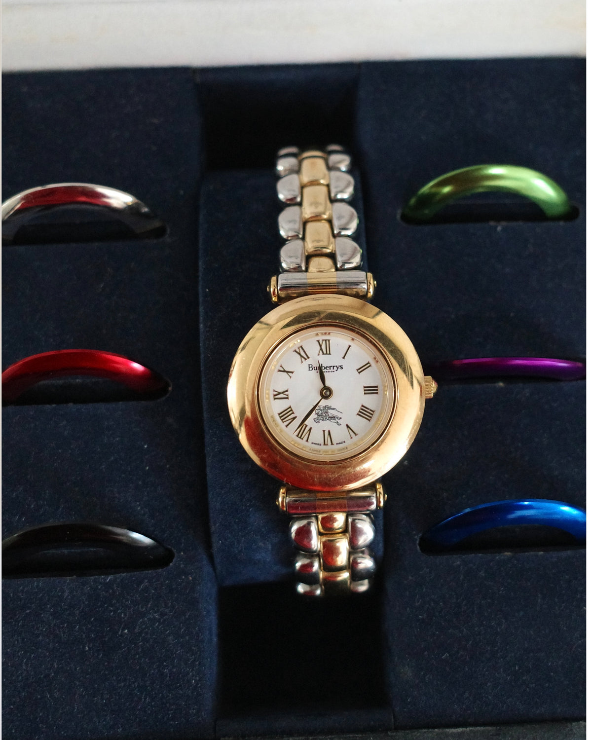 Rare Vintage Burberry 9100L Interchangeable Bezel Watch – 7 Bezels