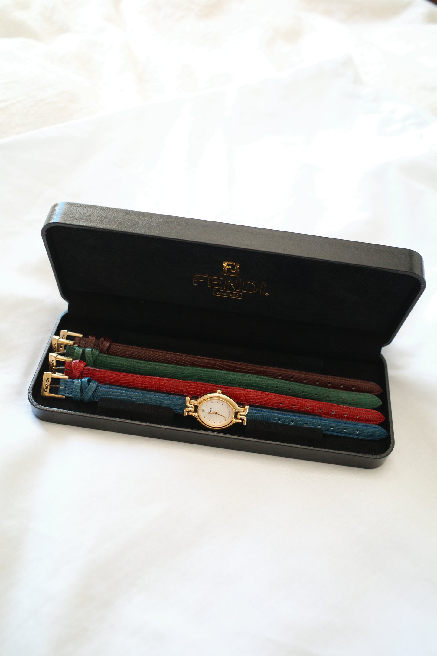 Vintage Fendi 640L Watch with 4 Interchangeable Leather Straps