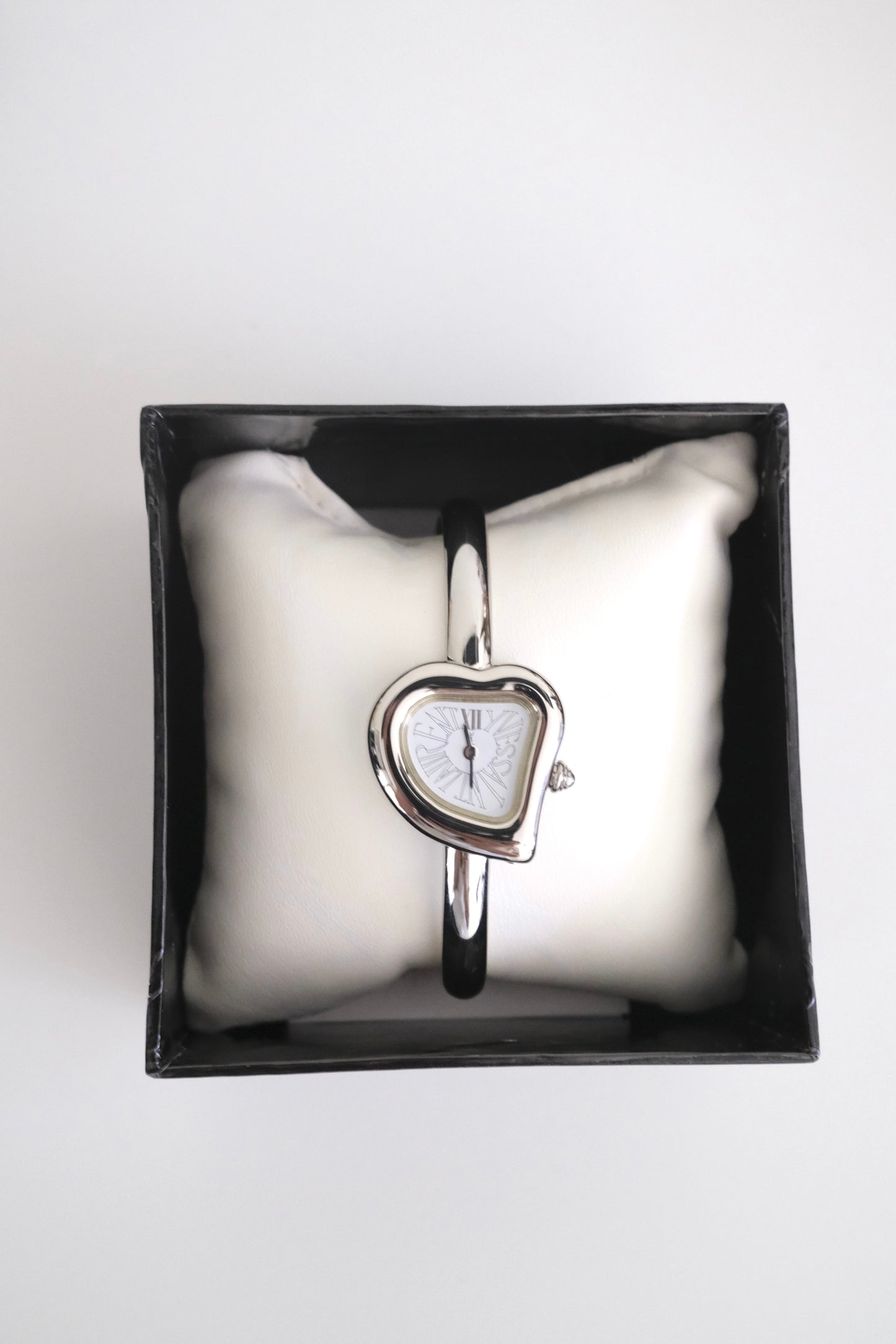 Vintage Yves Saint Laurent Silver Heart Bangle Watch