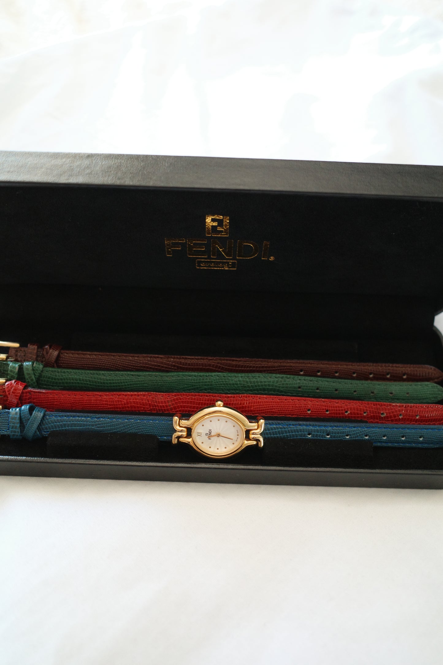 Vintage Fendi 640L Watch with 4 Interchangeable Leather Straps