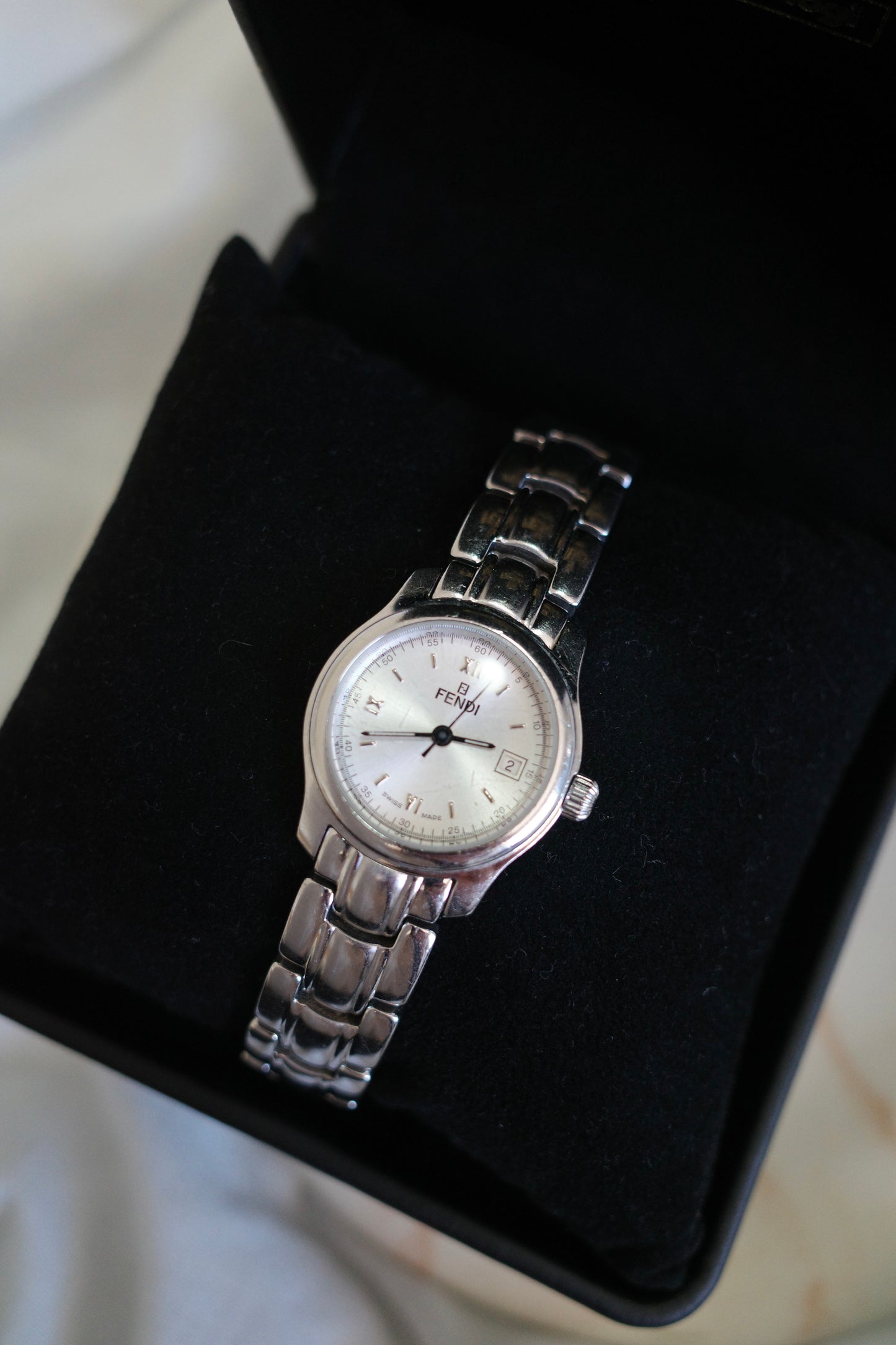Vintage Fendi Silver Bracelet Watch | Swiss Made | Original Box