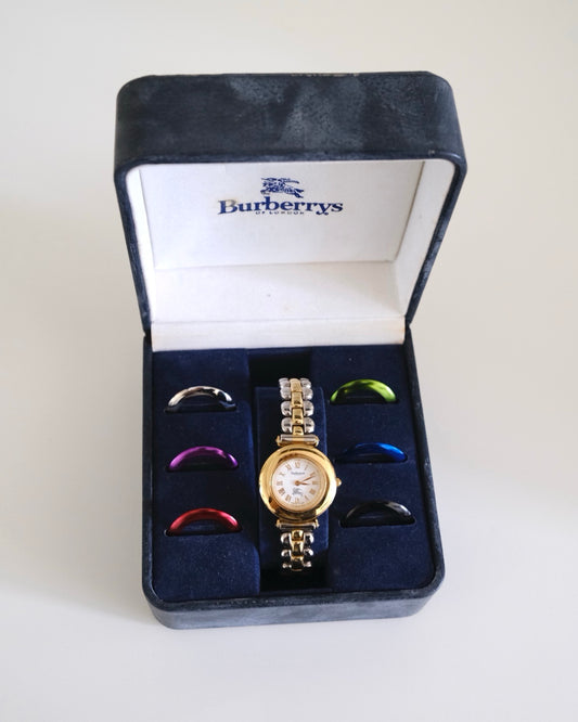 Rare Vintage Burberry 9100L Interchangeable Bezel Watch – 7 Bezels