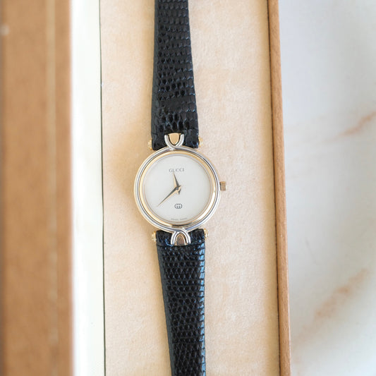 Vintage Gucci 4500L Watch | Black Leather Strap | Swiss Made