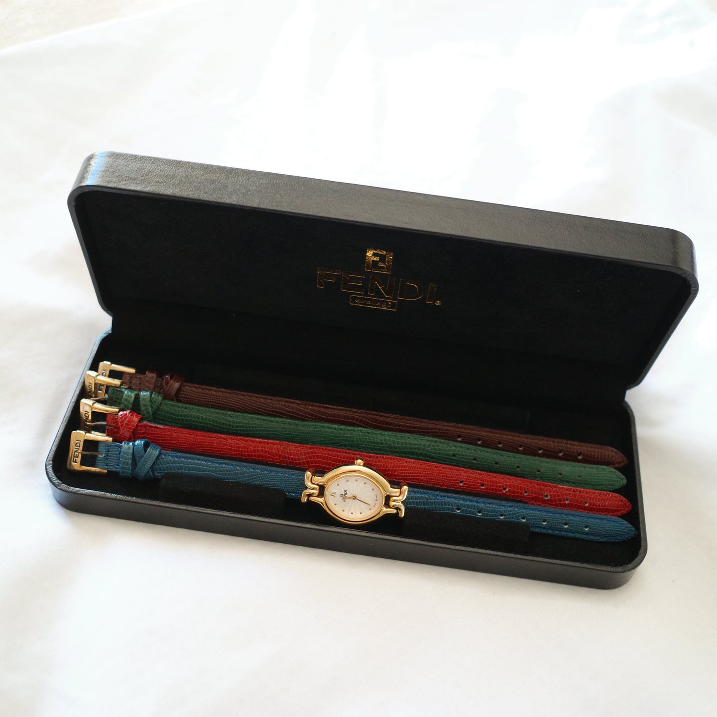 Vintage Fendi 640L Watch with 4 Interchangeable Leather Straps